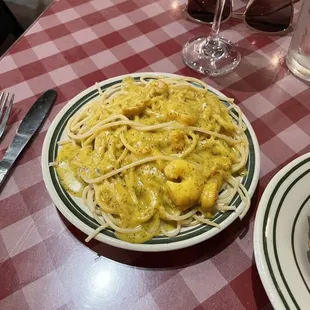 Side pasta originally served with red sauce, substituted dill instead.