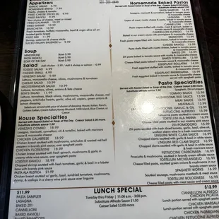 Front page menu