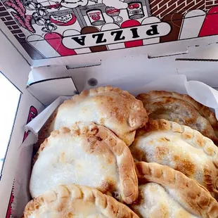 Chicken and beef empanadas.