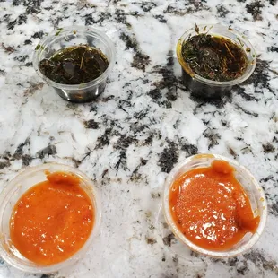 Chipotle sauce, and chimichurri
