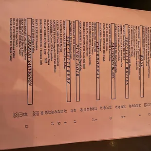 Wine list