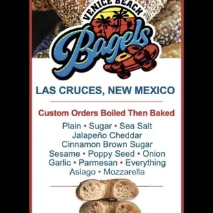 Some of our most popular types of bagels! Call, visit our website, and/or message us on our Facebook page. Bagel On!!