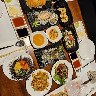 All the sides when you order sashimi set for 3