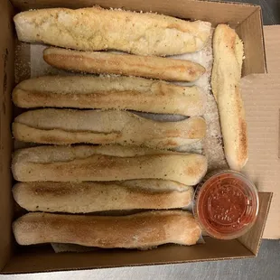 a box of breadsticks