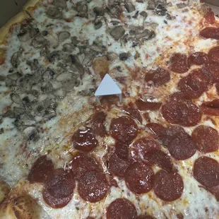 Half pepperoni/ half mushrooms