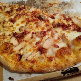 BBQ Chicken Pizza, or what was left after my Dad attacked it. He said it was wonderful.