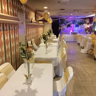 tables set up for a party