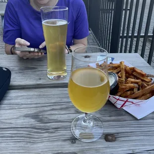 Mango sour, cucumber watermelon gose, fries from food truck