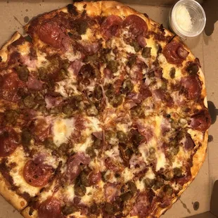 Meat pizza . . . Delicious!