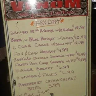 This is a general menu.the cook is open to requests.they have specials and most anything you want.