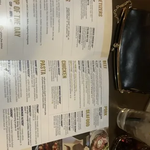 The menu
