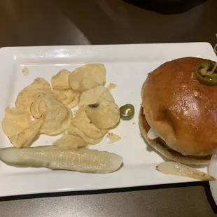 Jalapeño Burger (came with chips and another side)