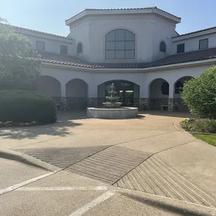 the front entrance of a building