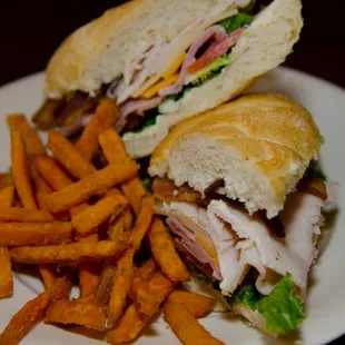 a sandwich and french fries