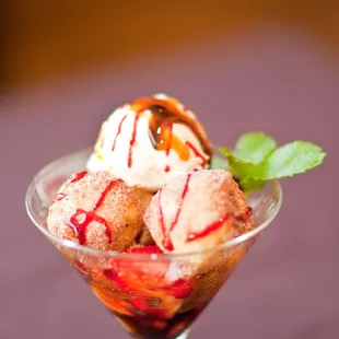 a dessert in a martini glass