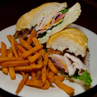a sandwich and french fries