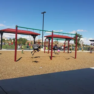 The swings and part of the (huge field).