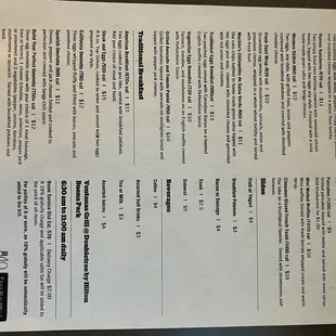 a menu for a restaurant