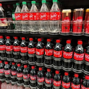 a display of sodas and soft drinks