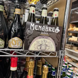 a rack of wine bottles