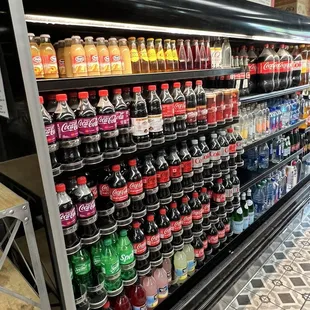 a display of soft drinks