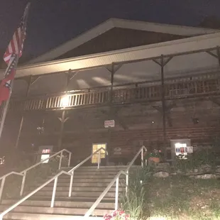 The restaurant at night.