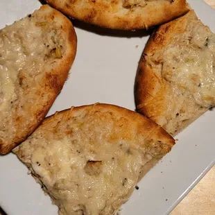 Crab Parmesan spread on pita