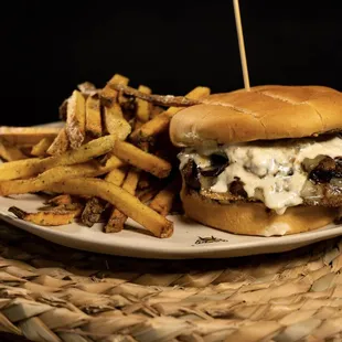 a plate with a sandwich and french fries