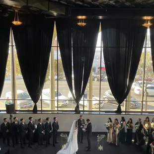 The alter. Our "DJ" at the far left corner and family table close by with front-row views of ceremony.