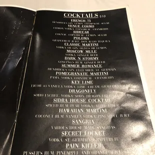 menu