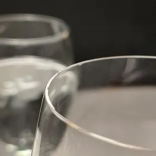 Small chips on wine glass making the drinking rim sharp.