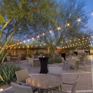 Patio at dusk...seating for 56