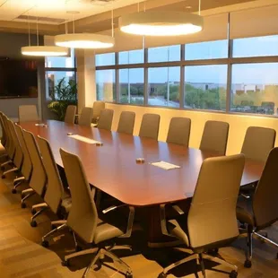 The Executive Boardroom has beautiful views of the mountains and features full AV technology for presentations.