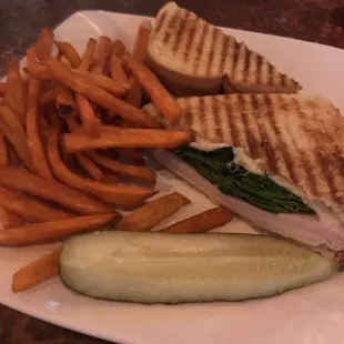 Turkey Panini with sweet potato fries