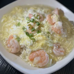 Shrimp w/ Egg Gravy over Rice