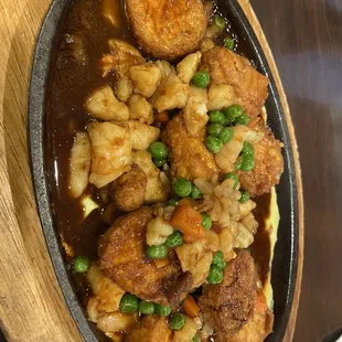 Seafood with egg tofu