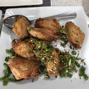 Salt and pepper chicken wings. Good! Almost as good as Newport Cafe.