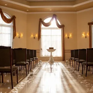 empty chairs in a church