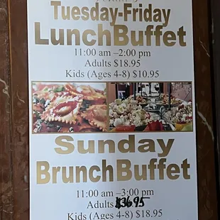 They have weekday lunch and Sunday brunch buffet!