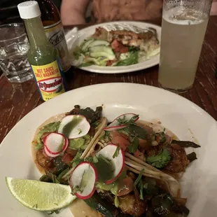 Shrimp tacos &amp; Chicken Quesadilla