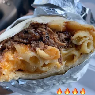 a close up of a burrito