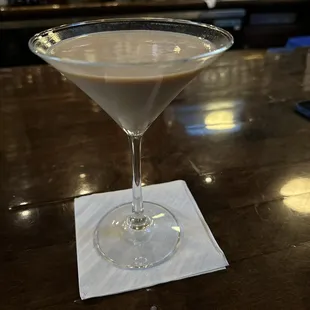 a martini on a napkin