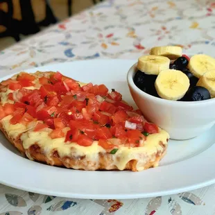 Mexican Mollete with fruit, $9.59