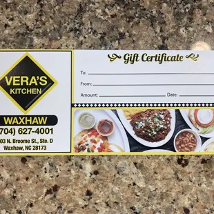 a gift certificate