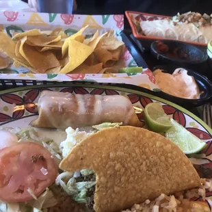 Fajita burrito ... chicken chimichanga and beef taco ... so good