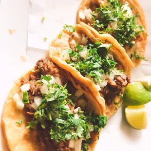 Barbacoa, steak, and Chicken tacos during taco week 2018