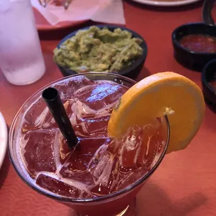Blood Orange Margarita &amp; guacamole appetizer