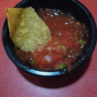 I always eat too much chips and salsa. Then am full