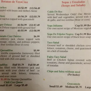 a menu for a mexican restaurant