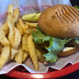 Bacon cheeseburger  &amp; fries